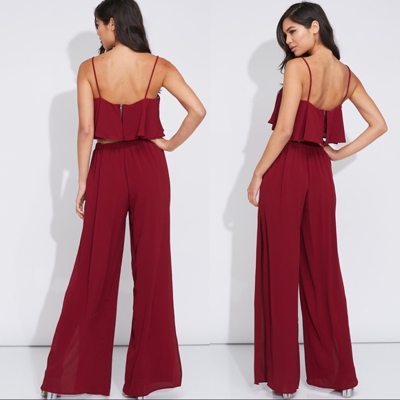 Crop Top + Slit Wide Leg Pant Matching Set - Picture 6 of 7